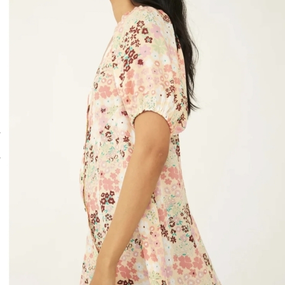 NWT Free People Callie Printed Floral Tunic Blouse Vintage Combo Feminine Small - Picture 3 of 10